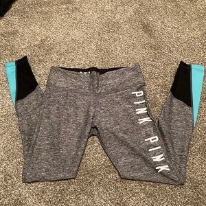 PINK Victoria's Secret Gray and Black Leggings with Color-Blocking